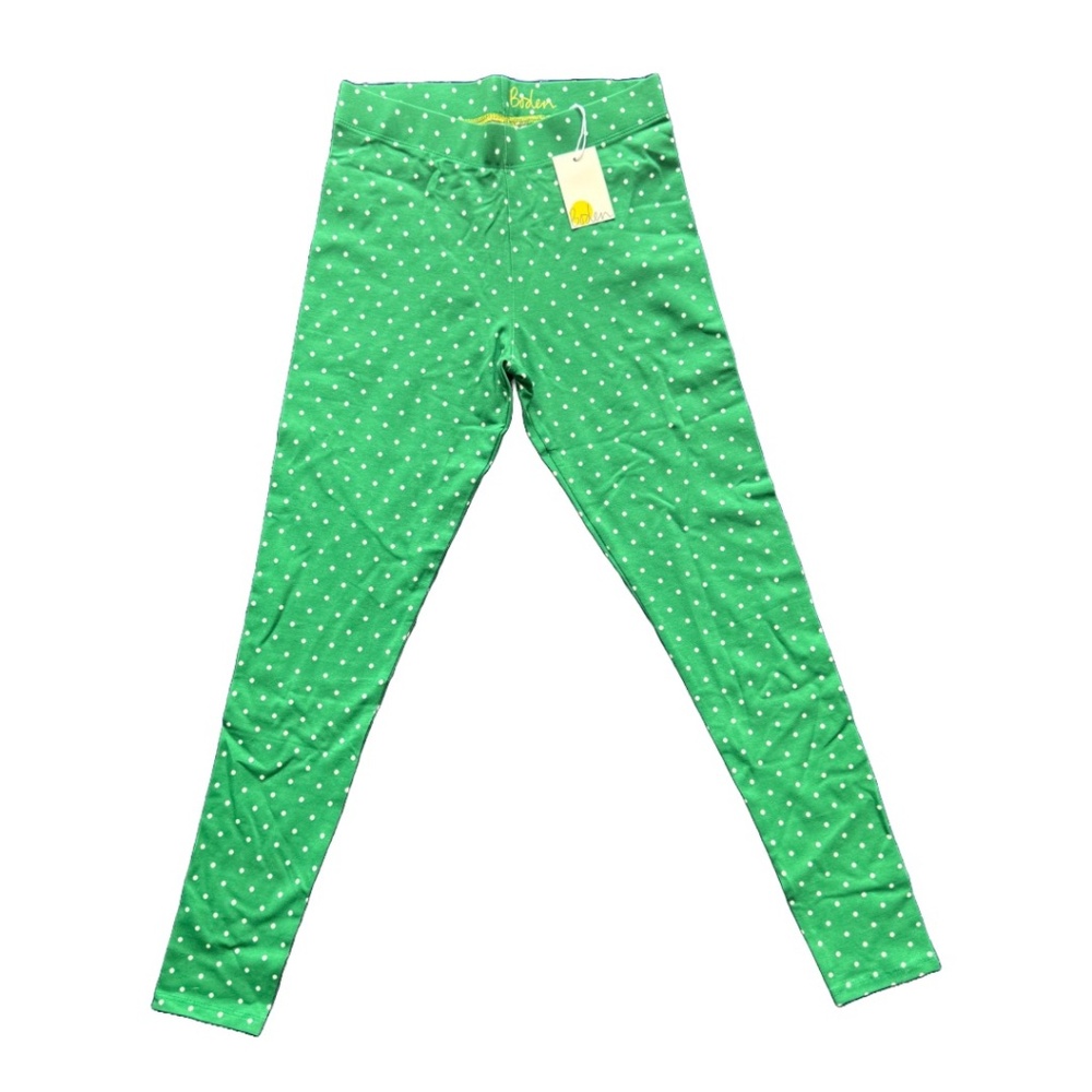 Mini Boden Fun Leggings - green polkadot